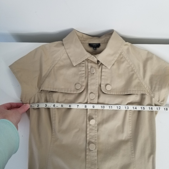 Talbots Khaki Stretch Safari Belted Button Front Shirt Dress Size 6 - Picture 3 of 15